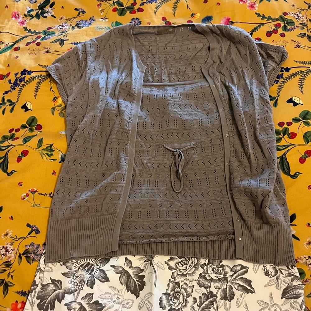 J. Crew Charcoal Knit Cardigan Set